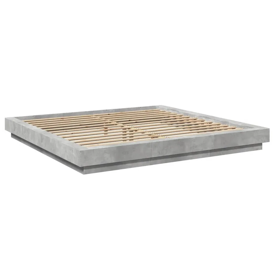 Cadre de lit et lumières LED sans matelas gris béton 180x200 cm - 3