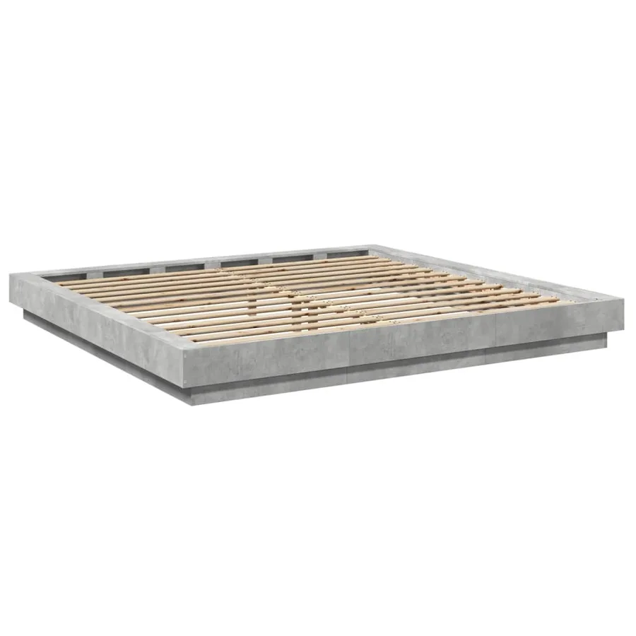 Cadre de lit et lumières LED sans matelas gris béton 180x200 cm - 7