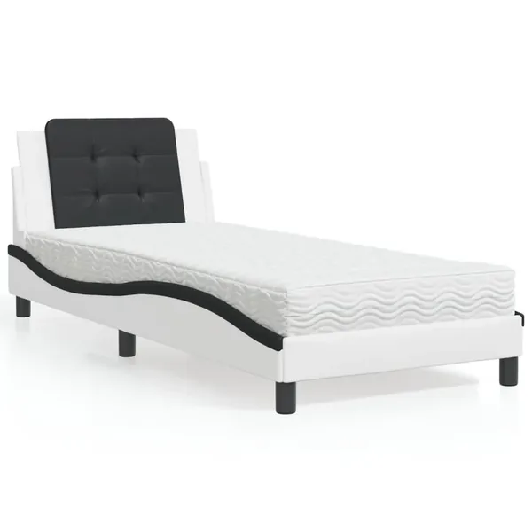 Cadre de lit sans matelas Zadar blanc et noir 100x200 cm similicuir