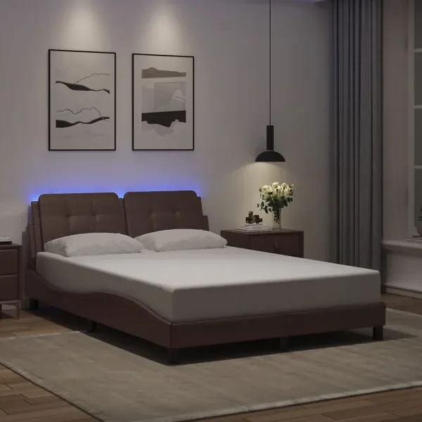 Cadre de lit avec LED sans matelas Zadar marron 120x200 cm