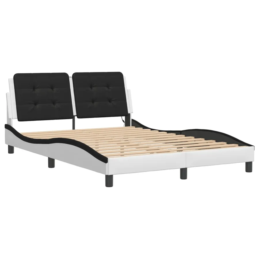 Cadre de lit avec LED sans matelas Zadar blanc et noir 140x190 cm - 3