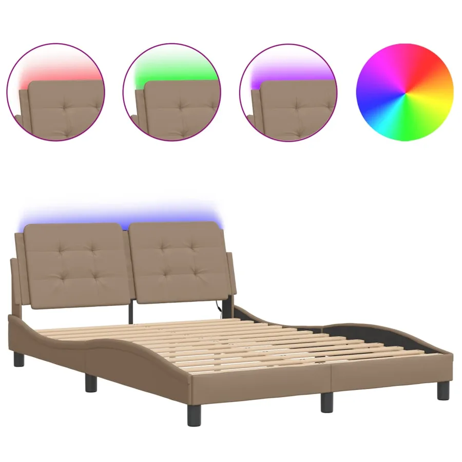 Cadre de lit avec LED sans matelas Zadar cappuccino 120x200 cm - 2
