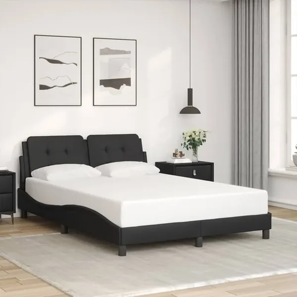 Cadre de lit sans matelas Zadar noir 140x190 cm similicuir