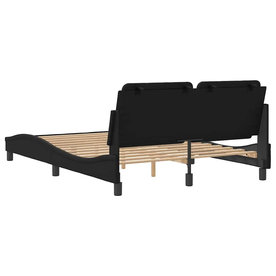 Cadre de lit sans matelas Zadar noir 140x190 cm similicuir - 6