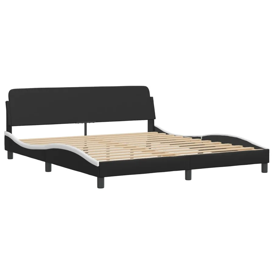 Lit avec matelas Zadar noir et blanc 180x200 cm similicuir - 4