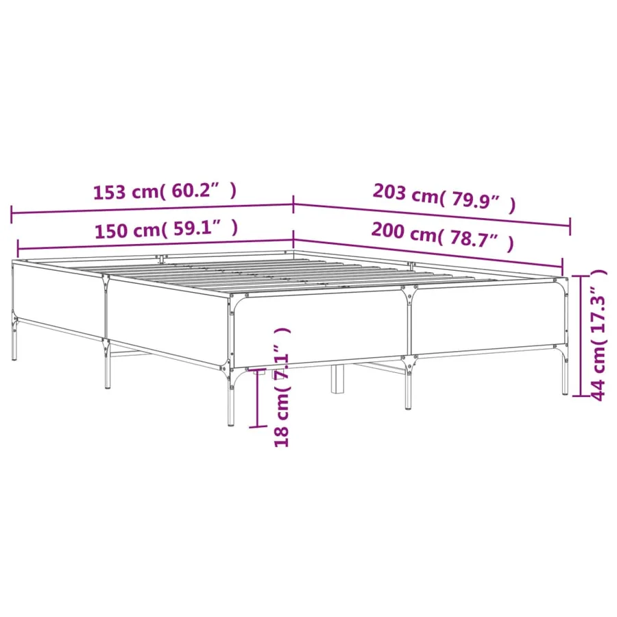 Cadre de lit sans matelas chêne sonoma 150x200 cm - 9