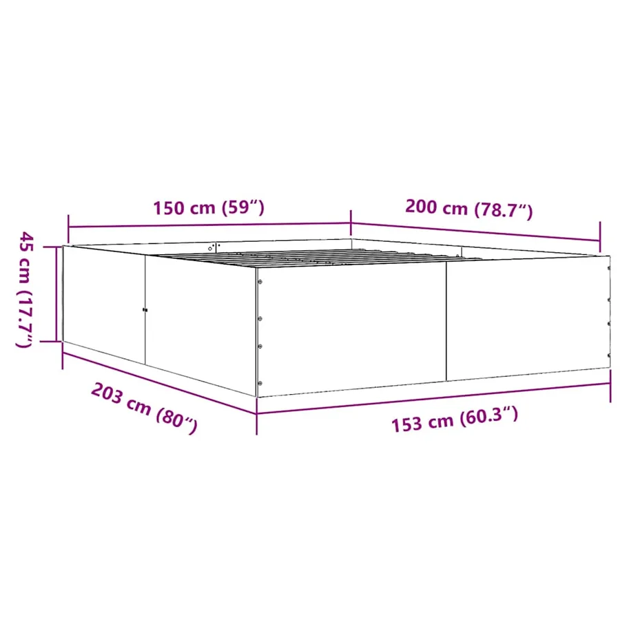 Cadre de lit sans matelas chêne marron 150x200 cm - 10