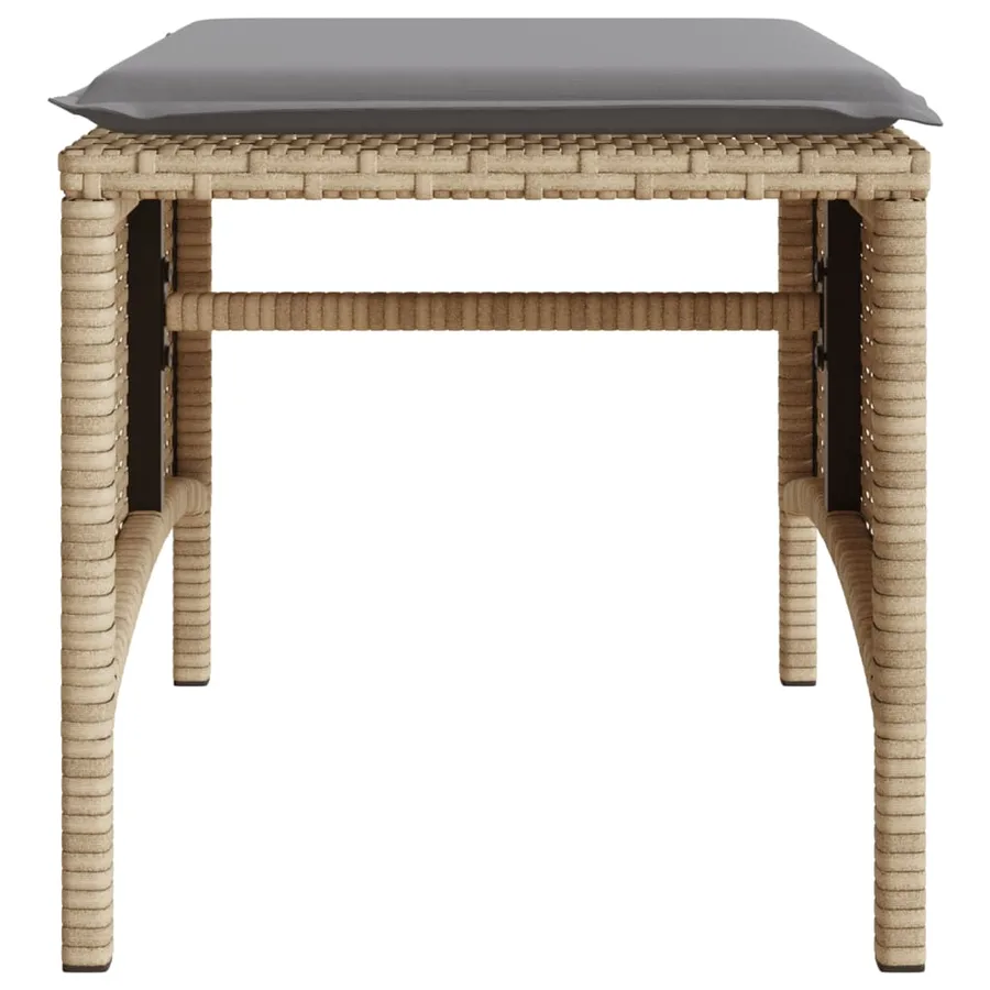 Canapé de jardin 2 places avec table et tabourets beige rotin - 10