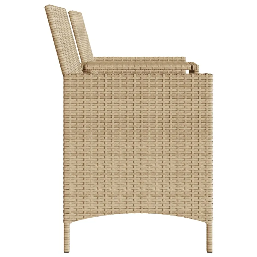 Canapé de jardin 2 places avec table et tabourets beige rotin - 6
