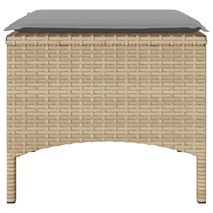 Canapé de jardin 2 places avec table et tabourets beige rotin - 9