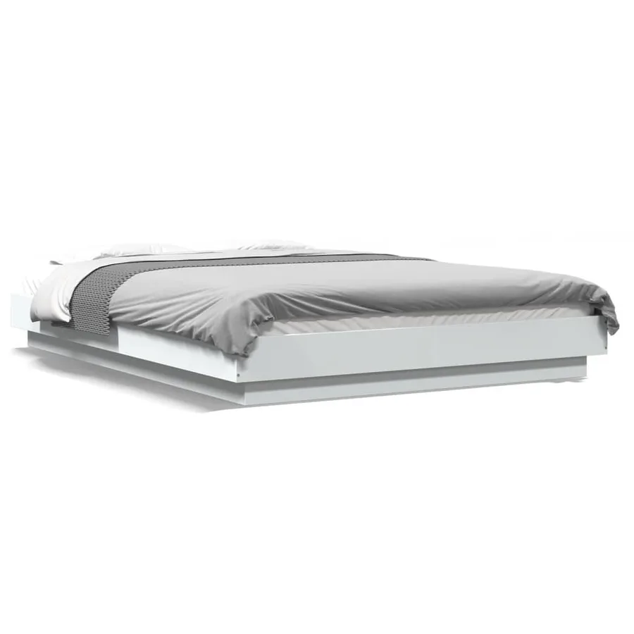 Cadre de lit avec lumières LED sans matelas blanc 140x190 cm - 2