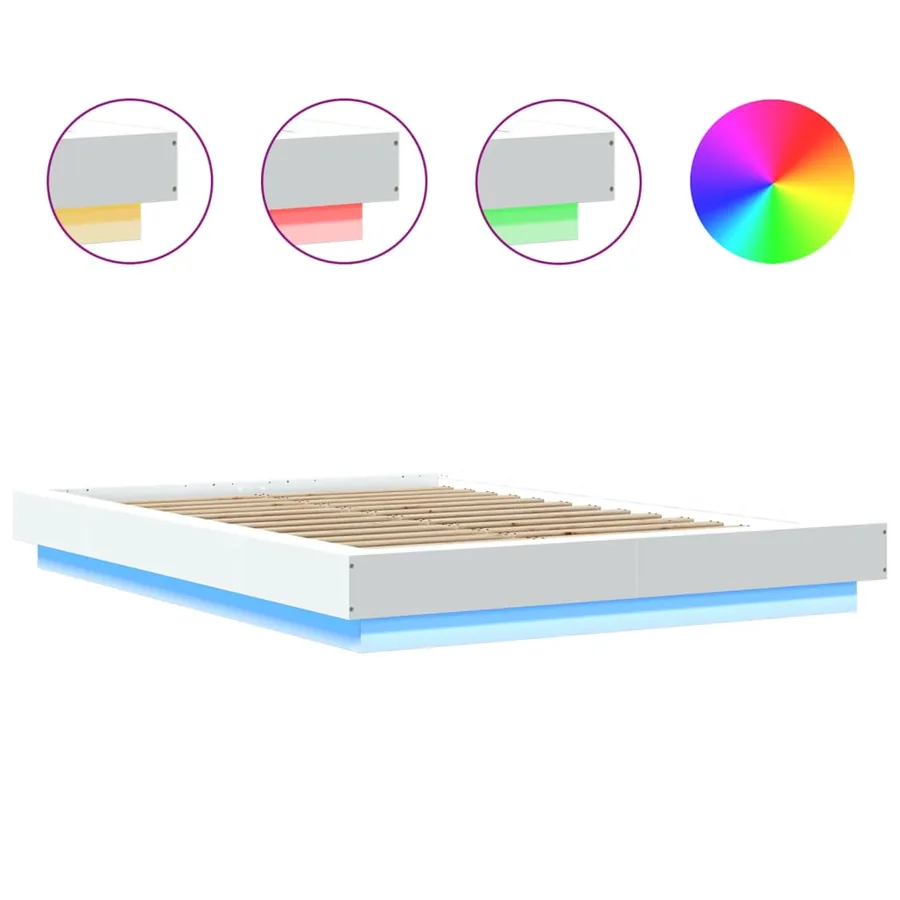 Cadre de lit avec lumières LED sans matelas blanc 140x190 cm - 8