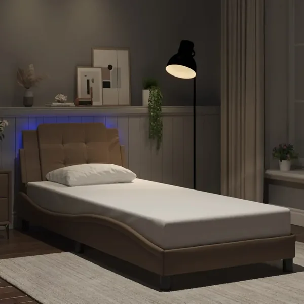 Cadre de lit avec LED sans matelas Zadar cappuccino 90x190 cm