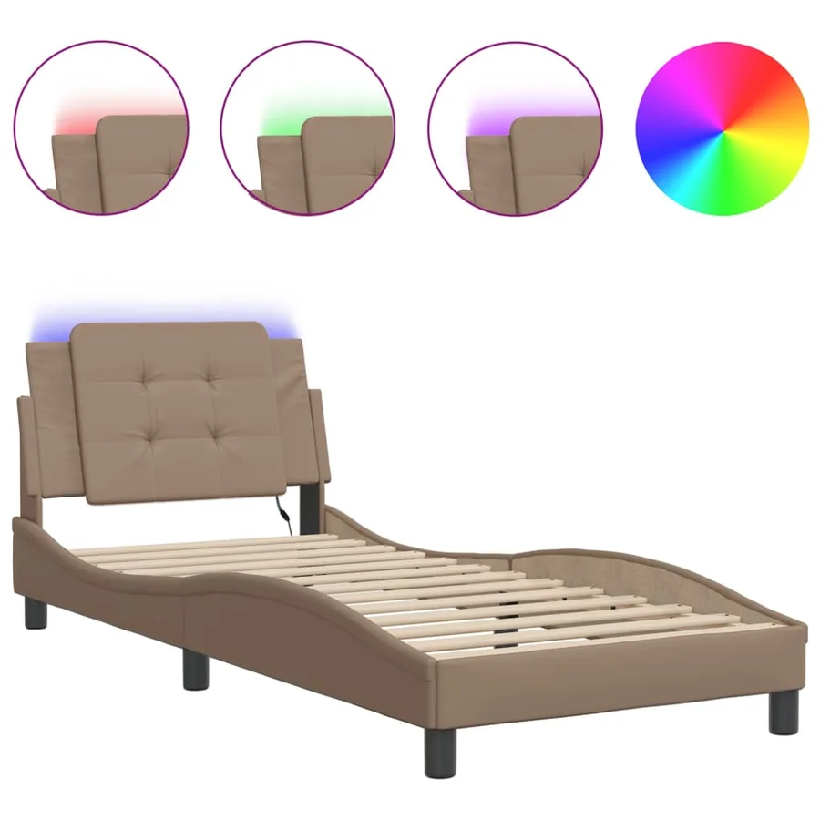 Cadre de lit avec LED sans matelas Zadar cappuccino 90x190 cm - 2