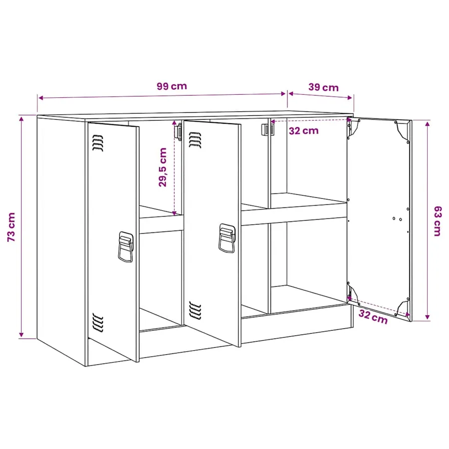 Buffet anthracite 99x39x73 cm acier - 13