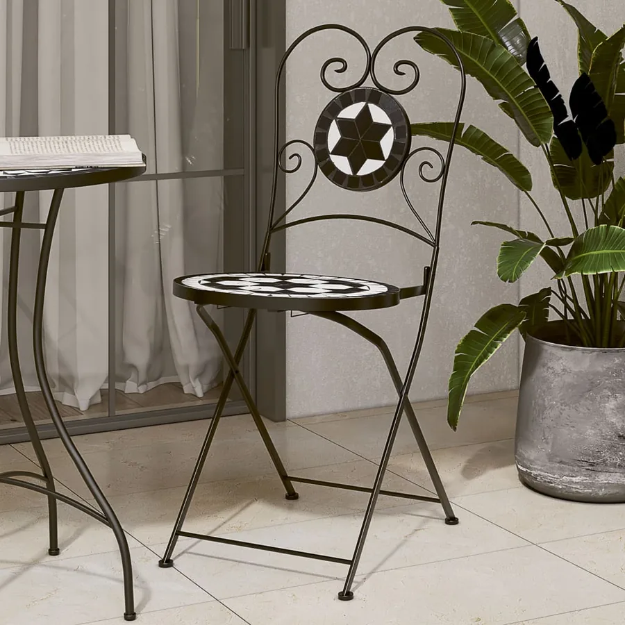 Chaises de bistro pliables lot de 2 noir et blanc céramique
