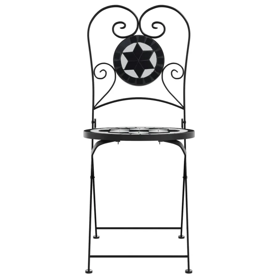 Chaises de bistro pliables lot de 2 noir et blanc céramique - 5