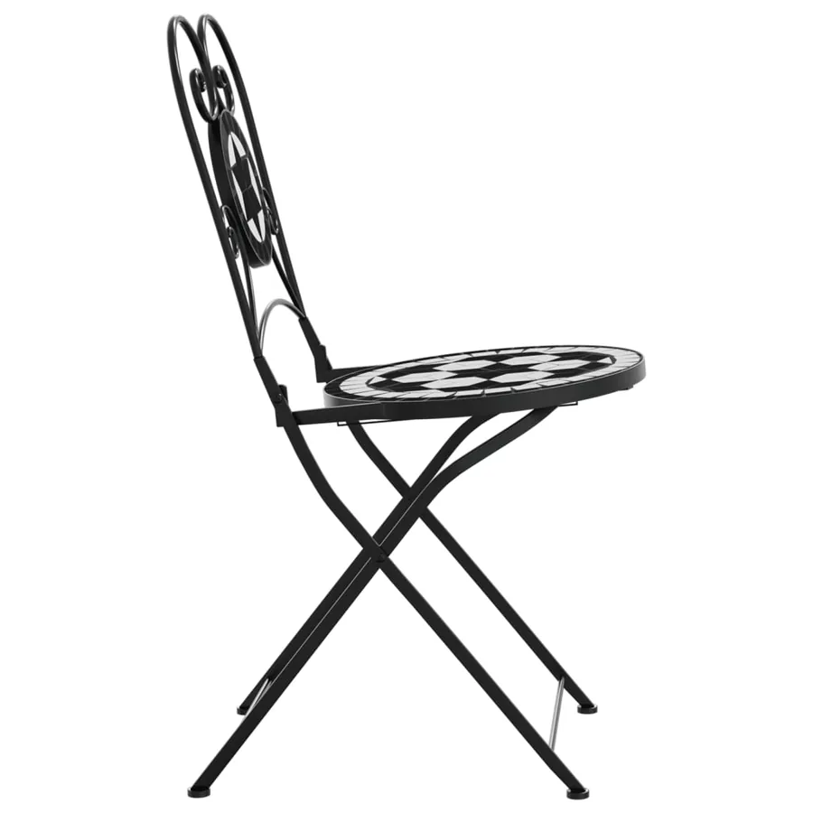 Chaises de bistro pliables lot de 2 noir et blanc céramique - 6