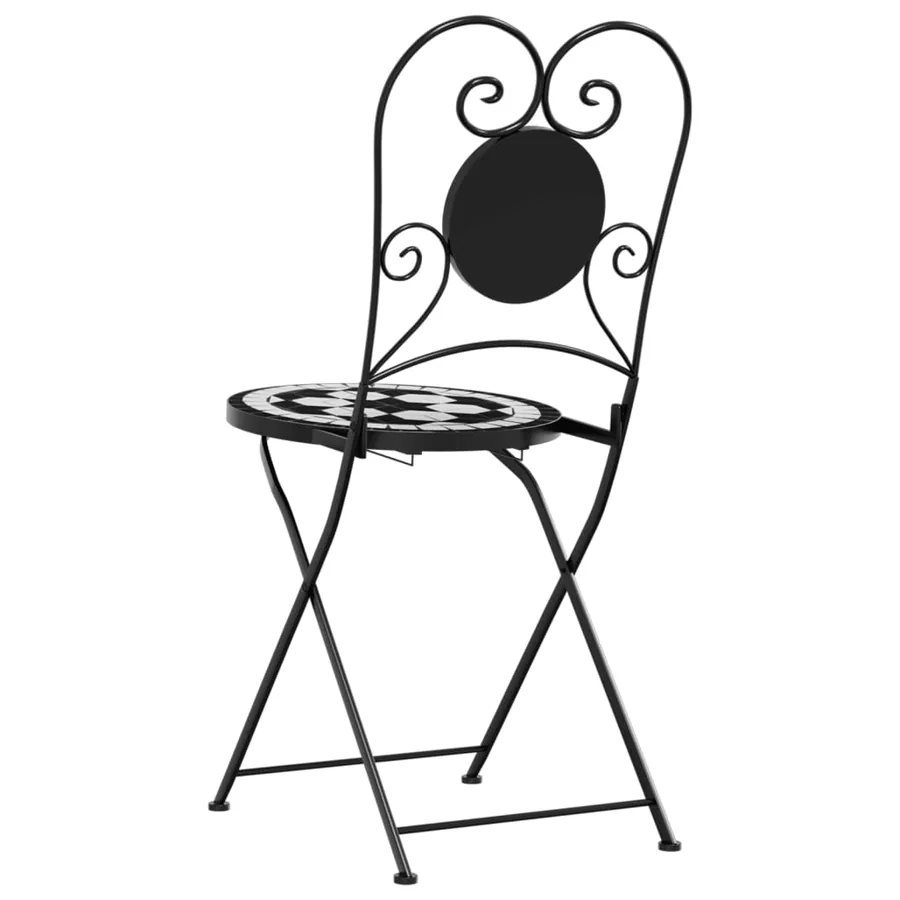 Chaises de bistro pliables lot de 2 noir et blanc céramique - 7