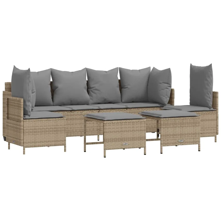 Salon de jardin avec coussins 5 pcs beige résine tressée - 2