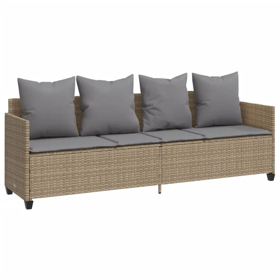 Salon de jardin avec coussins 5 pcs beige résine tressée - 3