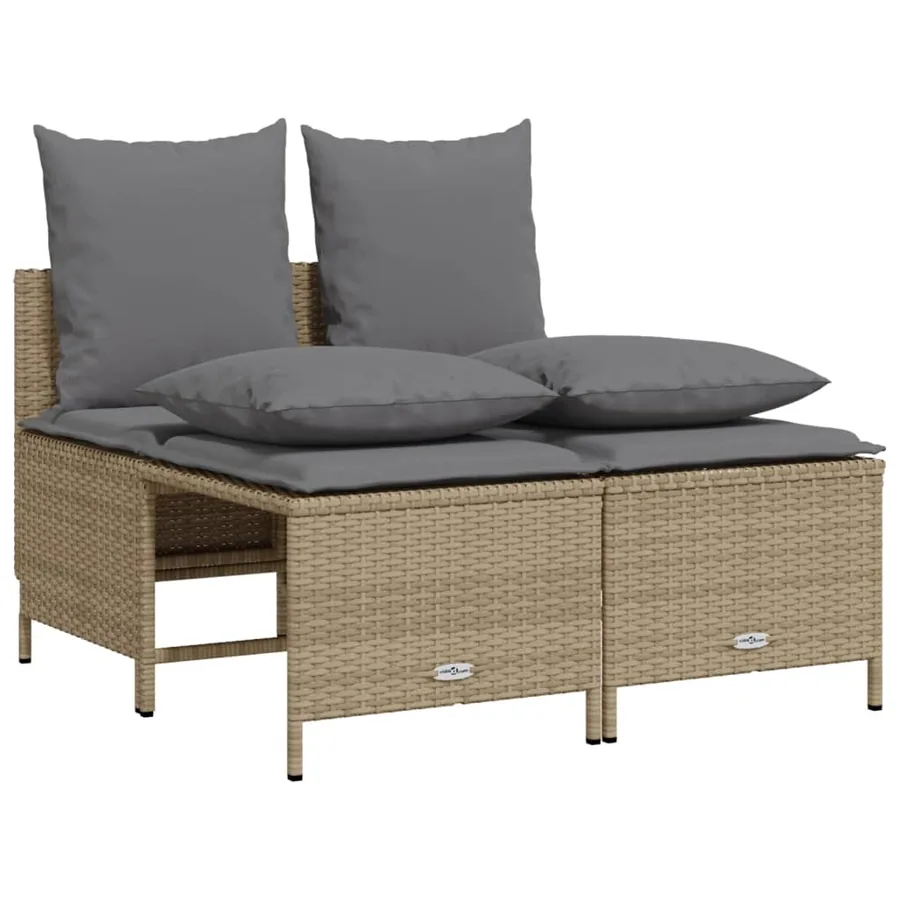 Salon de jardin avec coussins 5 pcs beige résine tressée - 4