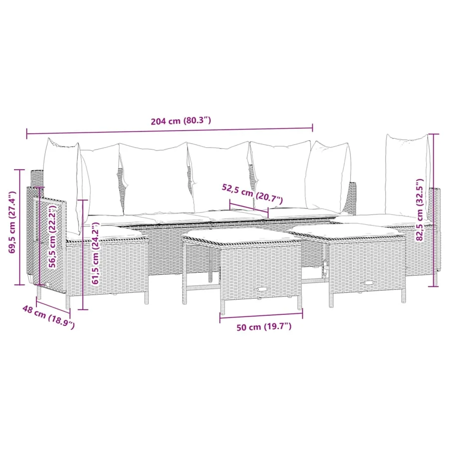 Salon de jardin avec coussins 5 pcs beige résine tressée - 7