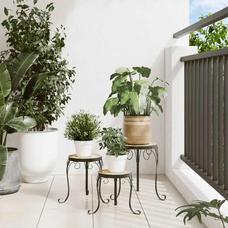 Supports pour plantes 3 pcs terre cuite et blanc céramique - 3