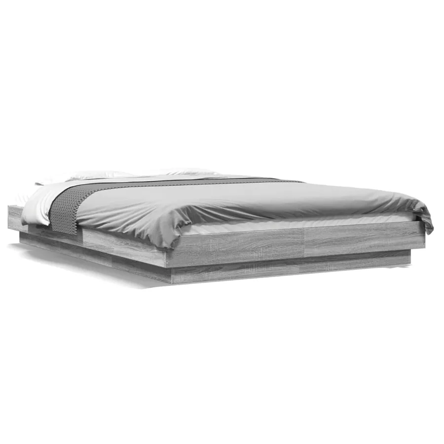 Cadre de lit et lumières LED sans matelas sonoma gris 120x190cm - 2