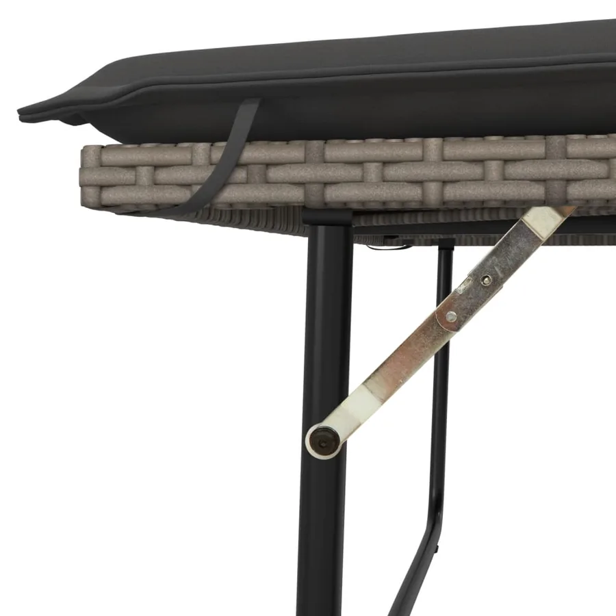 Banc de jardin avec coussins et repose-pied gris résine tressée - 9