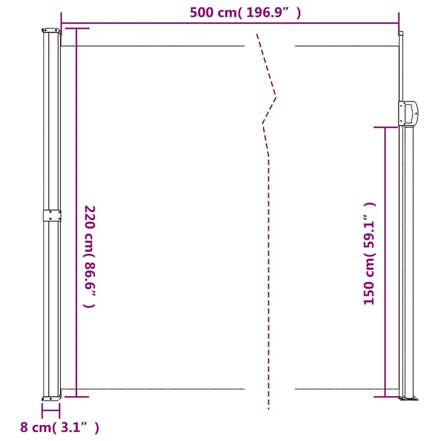 Auvent latéral rétractable blanc 220x500 cm - 10