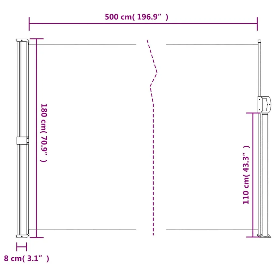 Auvent latéral rétractable vert foncé 180x500 cm - 10