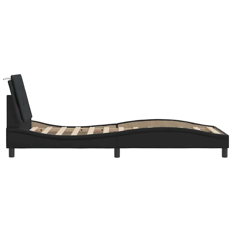 Cadre de lit sans matelas Zadar noir 100x200 cm similicuir - 5