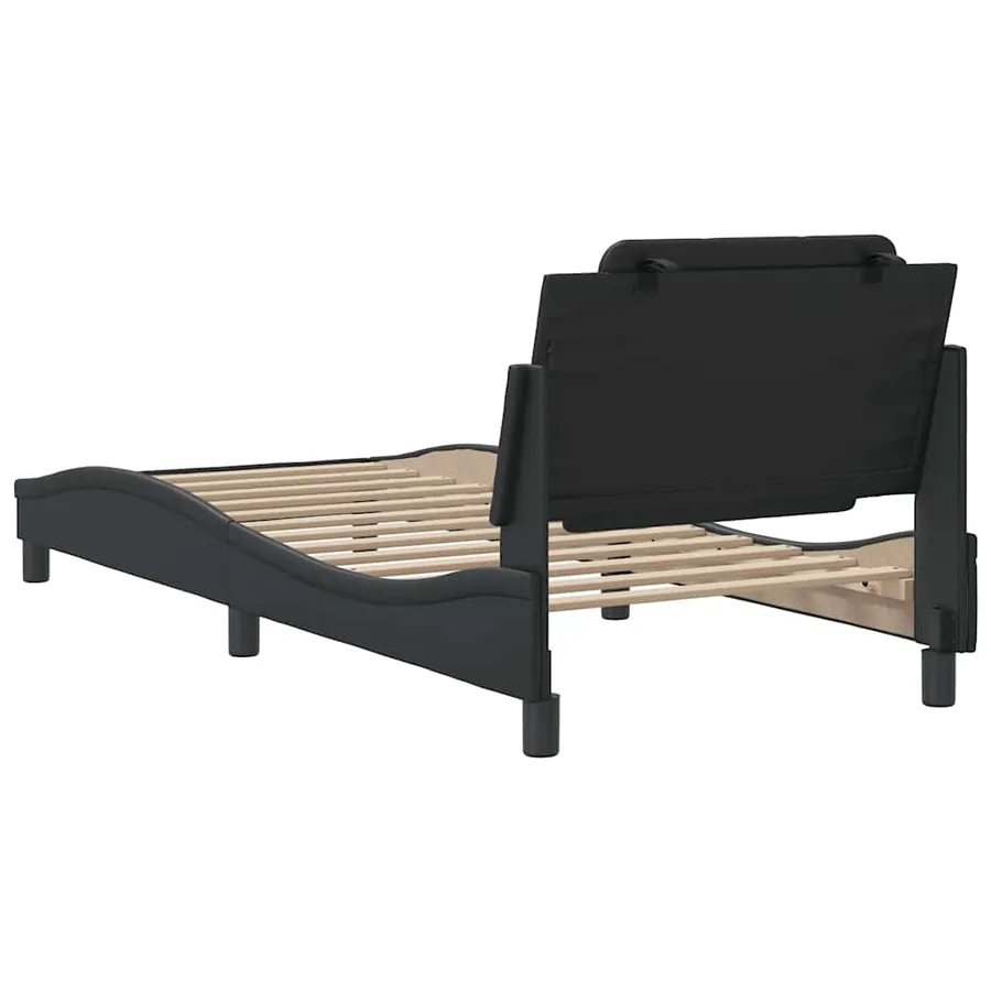 Cadre de lit sans matelas Zadar noir 100x200 cm similicuir - 6