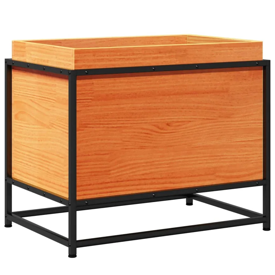 Jardinière cire marron 60x40x50 cm bois de pin massif - 2
