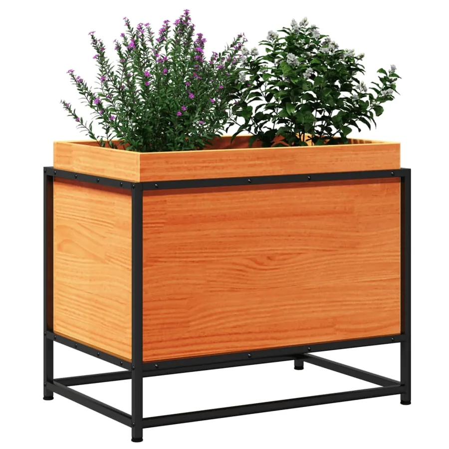 Jardinière cire marron 60x40x50 cm bois de pin massif - 4
