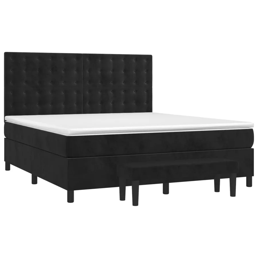 Sommier à lattes de lit et matelas Noir 160x200 cm Velours - 3
