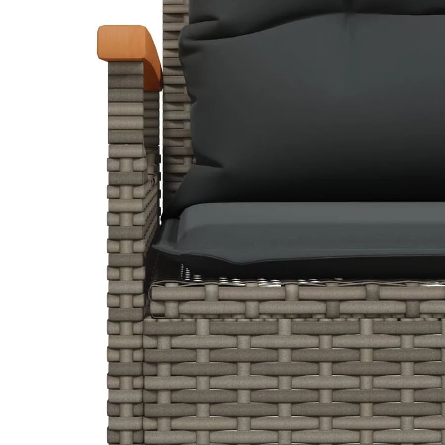 Salon de jardin 4 pcs avec coussins gris résine tressée - 11