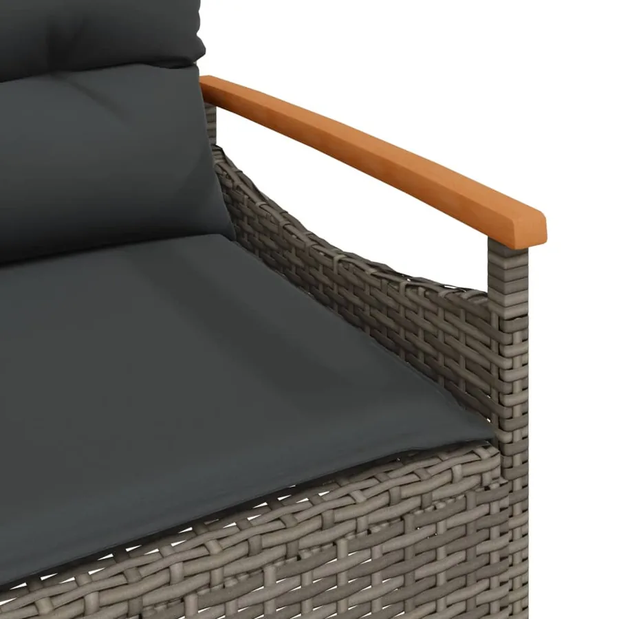 Salon de jardin 4 pcs avec coussins gris résine tressée - 12