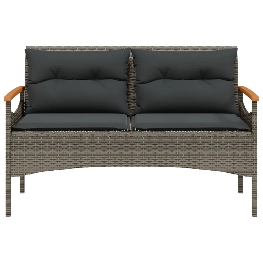 Salon de jardin 4 pcs avec coussins gris résine tressée - 4