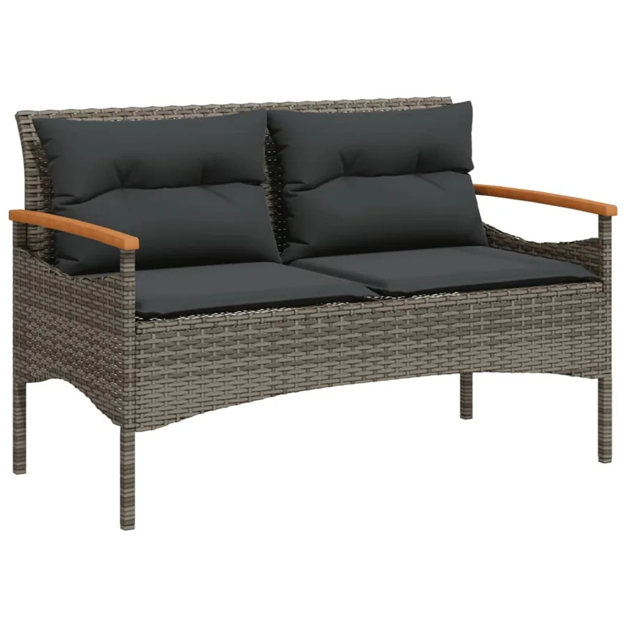 Salon de jardin 4 pcs avec coussins gris résine tressée - 5