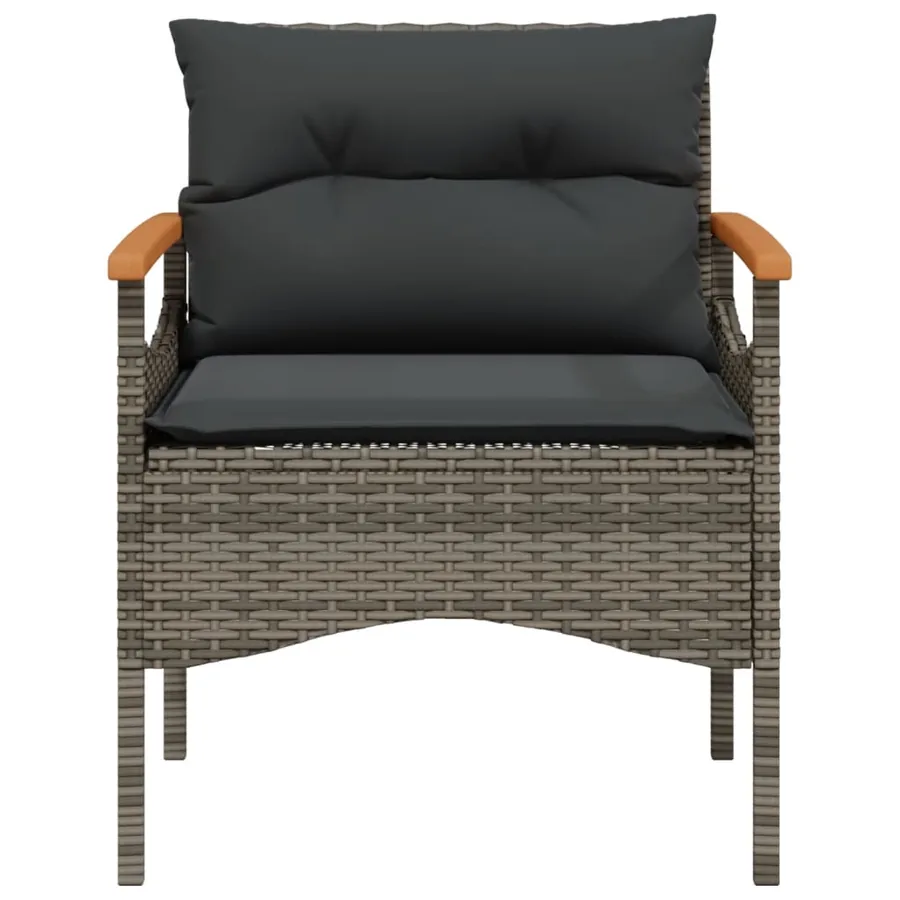 Salon de jardin 4 pcs avec coussins gris résine tressée - 6