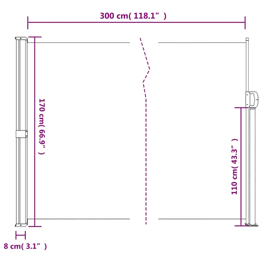 Auvent latéral rétractable beige 170x300 cm - 10