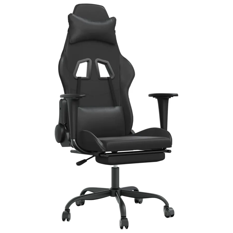 Chaise de jeu avec repose-pied Noir Similicuir - 2