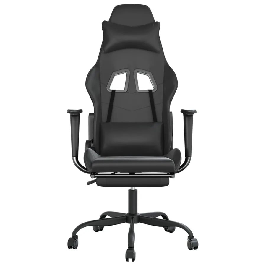 Chaise de jeu avec repose-pied Noir Similicuir - 3