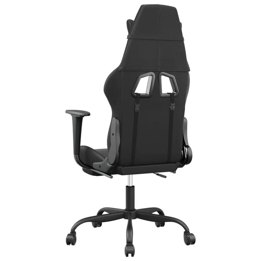 Chaise de jeu avec repose-pied Noir Similicuir - 5