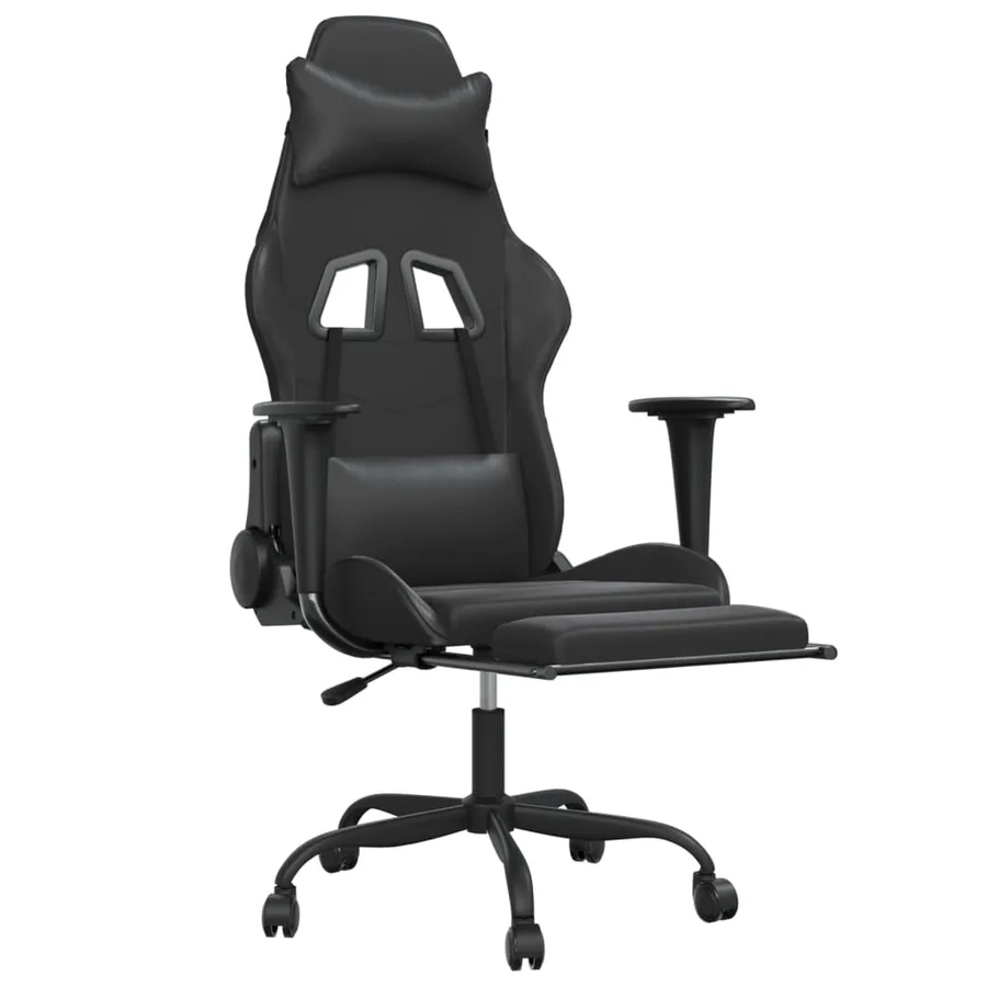 Chaise de jeu avec repose-pied Noir Similicuir - 6