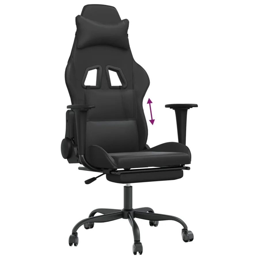 Chaise de jeu avec repose-pied Noir Similicuir - 8
