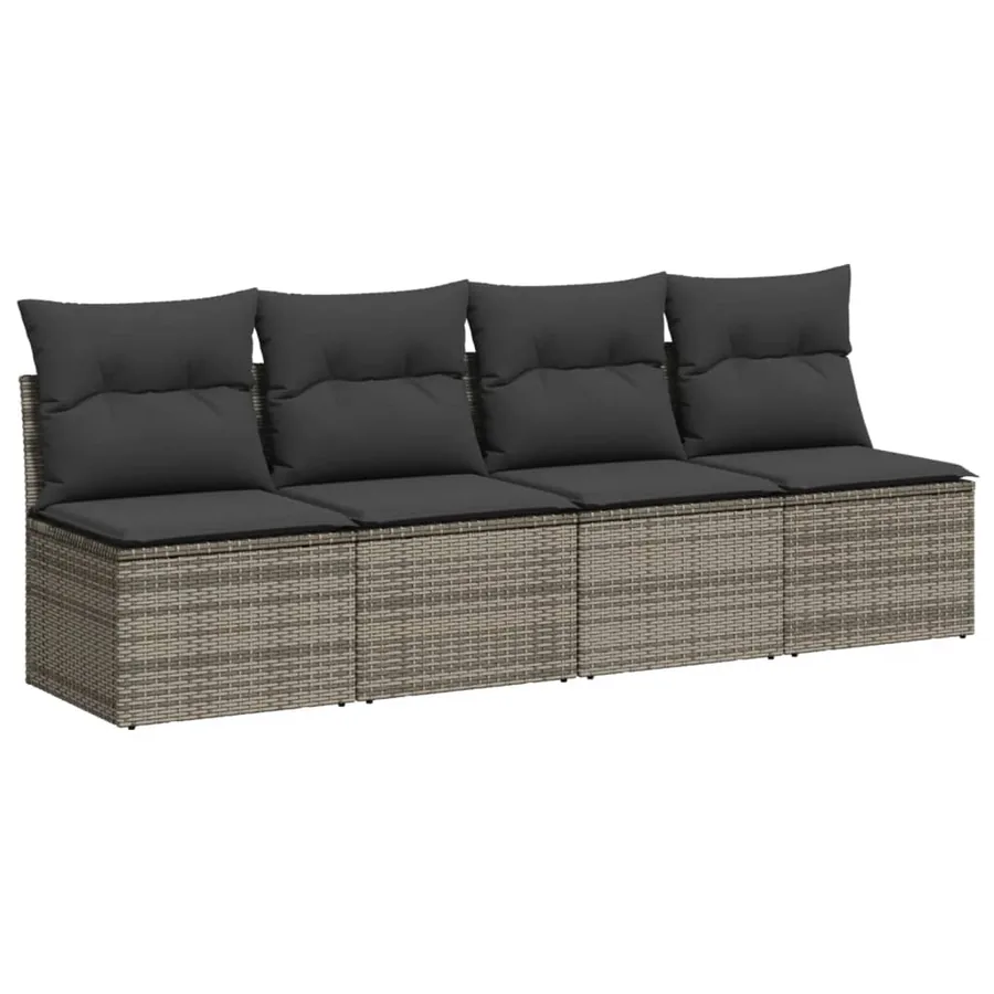 Salon de jardin avec coussins 10 pcs gris résine tressée - 6