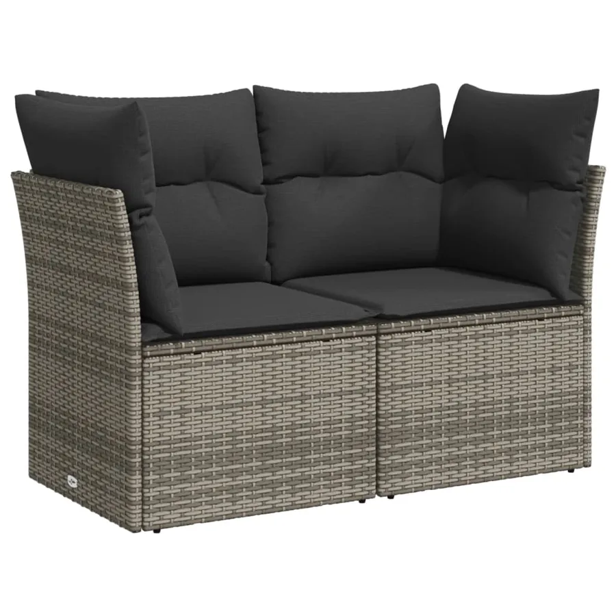Salon de jardin 6 pcs avec coussins gris résine tressée - 3
